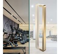 Brushed Stainless Steel Square Pull Handle for Glass Doors, 21" (52.5cm) Rounded Corners, Double-Sided Interior Door Handle - Gold Finish, Perfect for Modern Decor