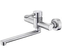 Brushed Stainless Steel Wall Mount Kitchen Mixer Tap - Swivel Sink Faucet for Modern Kitchens & Slish Kitchen Tap with Easy Installat