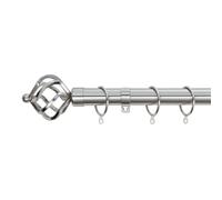 (Brushed Steel, 180cm - 340cm, 71" to 134" Approx) A.Unique Home Twisted Metal Extendable Curtain Pole with Rings and Fittings, In a Variety of Colours and Sizes (25/28mm)