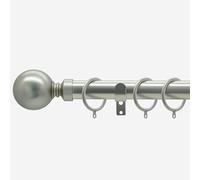 Brushed Steel 28mm Ball Fixed Length Metal Curtain Pole