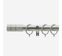 Brushed Steel 28mm Barrel Fixed Length Metal Curtain Pole 125Cm