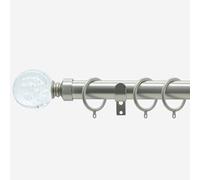 Brushed Steel 28mm Glass Bubbles Fixed Length Metal Curtain Pole