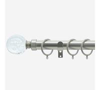 Brushed Steel 28mm Glass Bubbles Fixed Length Metal Curtain Pole