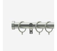 Brushed Steel 28mm Stud Fixed Length Metal Curtain Pole