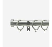 Brushed Steel 28mm Stud Fixed Length Metal Curtain Pole