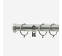 Brushed Steel 28mm Stud Fixed Length Metal Curtain Pole 470Cm