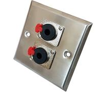 Brushed Steel (2x) 6.35mm (1/4”) Stereo Outlet Metal Wall Face Plate - Audio, Headphone, Microphone/Mic, Socket/Female Connections - Loops