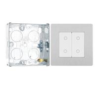 British General Bg Evolve Brushed Steel 200W Double Touch Dimmer Switch 2-Way Master