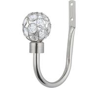 (Brushed Steel , Holdbacks) A.Unique Home Beaded Gem Metal Extendable Curtain Pole