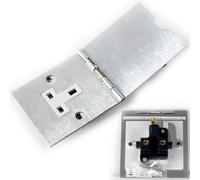 Brushed Steel Single Floor Plug Socket Outlet 1 Gang UK Electrical 13A Mains