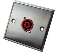 Brushed Steel Speaker Cable Socket Outlet Wall Face Plate SPKON Solder Connector