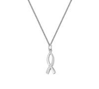 Brushed sterling silver ichthys fish pendant with CZ - 18 Inches