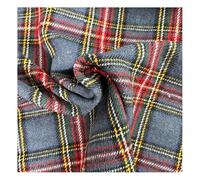 Brushed Tartan-Poly Wool Winter Check Printed Fabric 60'/150cm Wide Approx. 100% Cotton. Ideal for Crafts, Patchwork, and Dressmaking (Blue, 1 Meter)