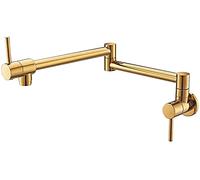 Brushed Titanium Kitchen Faucet 360° Swivel Sink Mixer Dual Joint Single Cold Water Tap Foldable Double Handle Brass Kitchen Tap for Modern Kitchens