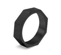 Brushed Titanium Steel Octagon Ring for Men Urban Minimalist Jewelry Engraved Geometric Band Modern Men's Gift