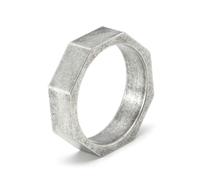 Brushed Titanium Steel Octagon Ring for Men Urban Minimalist Jewelry Engraved Geometric Band Modern Men's Gift