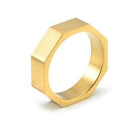 Brushed Titanium Steel Octagon Ring for Men Urban Minimalist Jewelry Engraved Geometric Band Modern Men's Gift
