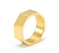 Brushed Titanium Steel Octagon Ring for Men Urban Minimalist Jewelry Engraved Geometric Band Modern Men's Gift