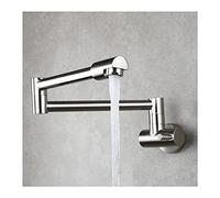 Brushed Titanium Wall Mount Kitchen Faucet, Double Joint Swing Arm Pot Filler, Single Handle Mixer Tap, Brass Construction for Modern Kitchens