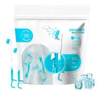 Brushee 4-in-1 Whitening Prepasted Disposable Travel Toothbrushes for Adults, Mini Brush with Toothpaste, Floss & Pick, No Water Needed, Individually Wrapped, On-the-Go Oral Care, 36-Pack