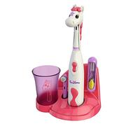 Brusheez Kid's Electric Toothbrush Set - Sparkle the Unicorn - Includes Battery-Powered Toothbrush, 2 Brush Heads, Cute Animal Cover, Sand Timer, Rinse Cup & Storage Base