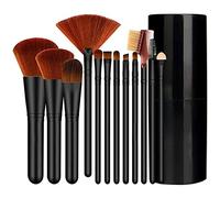 Brushes Flat Foundation Blush Eyeliner Eyeshadow Brushes with Holder Professional Makeup Brush 12 pc