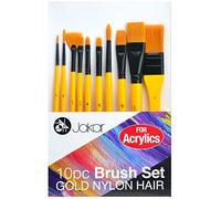 Brushes for Acrylics, gold nylon, 10 pieces