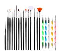 Brushes for Nails, 20 Pieces Nail Art Brush Set, Pointer for Nail Art, Double Ended Nail Tools, Paint Brush, UV Acrylic Pens, for DIY, Nail Design
