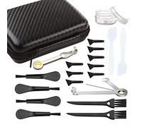 Brushes Scrapers & Spoons Kit for Kitchen Use Include 2 Packs Stainless Steel 3 in 1 Pipe Cleaners Tool, 10 Pcs 2 Types of Scrapers, 6 Pcs 2 Types of brushes, 1Pcs plastic jar and A Storage Box
