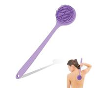 Brushing Body Brush, Exfoliating Back Scrubber Tool, Double-Sided Long Handled Spa Tool, Remove Dead Skin Toxins Cellulite Shower Brush for Back Arms Body(Purple)