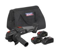 Sealey Angle Grinder Kit CP20VAGXKIT – 20V Brushless 115mm, 2 Batteries (2Ah & 4Ah)