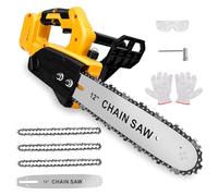 Brushless Chainsaw Compatible with Dewalt 20V Battery, 12 Inch Mini Chainsaw Cordless with 3 Chains and Security Lock Handheld Electric Chainsaw for Wood Cutting, Tree Trimming (No Battery)