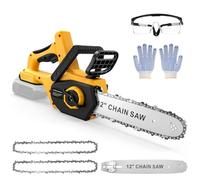 Brushless Chainsaw Cordless 12 Inch Compatible with Dewalt 20V Battery, 30cm Electric Chainsaw with 2 Chains, Automatic Oiling and Tool-Free Tensioning, for Garden Tree Branch Cutting(No Battery)