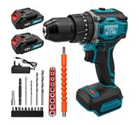 Brushless Cordless Combi Drill with 2×4.0Ah Batteries & UK Charger, 29Nm, 13mm Metal Keyless Chuck, 2-Speed, 25+3 Settings, LED Hammer Drill Driver, Compatible with Makita 18V