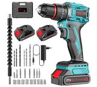 Brushless Cordless Drill Driver 21V, Electric Drill Cordless with 2 Batteries 2000mAh Power Combi Battery, 24 Accessories, 2 Speed, 2 Batteries 2.0Ah, 55 Nm, 23+3 Torque Setting