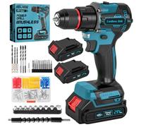 Brushless Cordless Hammer Drill Set, 21V Impact Drill Driver and Screwdriver Set with 2 Batteries, 25+3, 10mm Heave Duty DrillChuck, 2 Speed Power Combi Battery Drill Set with 87 Accessories for DIY