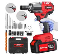 Brushless Cordless Impact Wrench, 1/2" Power Battery Impact Gun, 3-in-1 Electric Wrench, 2500RPM & Max Torque 550N.m, Power Impact Driver with 4.0Ah Battery, 4 Sockets & 12 Drill Sets for Car Home