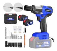 Brushless Cordless Impact Wrench, 1/2" Power Battery Impact Gun, 3-in-1 Electric Wrench, 3200RPM & Max Torque 450Nm, Power Impact Driver with 2pcs 6.0Ah Battery, 4 Sockets & 12 Drill Sets for Car Home
