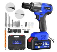 Brushless Cordless Impact Wrench, 1/2" Power Battery Impact Gun, 3-in-1 Electric Wrench, 3200RPM & Max Torque 450N.m, Power Impact Driver with 6.0Ah Battery, 4 Sockets and 12 Drill Sets for Car Home