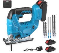 Brushless Cordless Jigsaw 800W 21V with 3200SPM, 4 Orbital Setting, 6 Variable Speed, ±45° Bevel Cutting Angle, 6Pcs Blades, 2x1.5Ah Battery Electric Jigsaw with Fast Charger & Carry Case Included