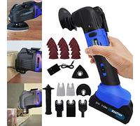 Brushless Cordless Oscillating Multi Tool Kit for Cutting/Sawing/Polishing/Grinding, 4X Saw Blades, 2X Scrapers, 1xSanding Pad, 15x Sanding Sheets, Battery and Charger Included