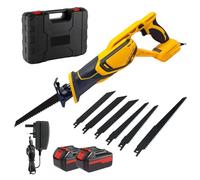 Brushless Cordless Reciprocating Saw, 0-3500SPM 3 Variable Speed Cordless Reciprocating Saws, Brushless Motor Electric Wood Saw with 2X 20V Batteries for Wood Metal PVC Cutting, 6 Sawing Blades