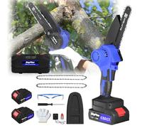 Brushless Electric Chainsaw Handheld Mini Chainsaw Cordless 6 Inches, Cordless Chainsaw Pruning Saw Lightweight Wood Saw for Courtyard, Garden, Household, 2 Rechargeable 1.5Ah Batteries