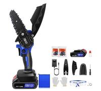 Brushless Electric Chainsaw Small 4 inch Chiansaw Tree Saw Handheld, Battery Chainsaw Handheld Portable for Wood Cutting Tree, Battery and Fast Charger, 2200r/Min Speed, 2 Chains, Security Lock