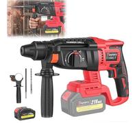 Brushless Electric Hammer with 2 Batteries & Charger, 3-in-1 Electric Battery Power Rotary Hammer Drill, SDS-Plus for Home and Construction Work, 1000RPM 4500BPM