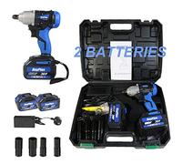 Brushless Electric Wrench Cordless 1/2 inch Drive with 14/17/19/22mm Socket Set, 2X 6.0Ah Battery Rechargeable, 420Nm High Torque Powerful Lug Nut Removal Roadside Emergency