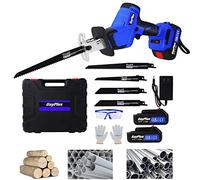 Brushless Hand Saw with 2 Batteries for Wood, 21V Reciprocating Saw Power Saw with Speed Locking Button & LED Work Light, Quick Charge, 0-1900RPM Variable Speed, Wood Cutter Saw for Cutting Tree