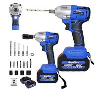 Brushless Impact Driver with 2 Battery, Cordless Impact Driver 21V 6000mAH Lithium Battery, 420Nm High Torque, Dual Speed Power Impact Gun, 4 Sockets, 5 Drill Bits, 7 Screwdriver Bits, Carry Case