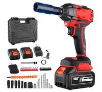 Brushless Impact Wrench 21V, 600N.m Cordless Impact Gun with 2x4.0Ah Battery, Forward Reverse Electric Impact Driver, 1/2" High Torque Impact Wrench Set for Car Tire Truck