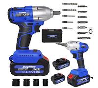 Brushless Impact Wrench Cordless Impact Wrench, 310 Ft-lbs High Torque Electric Impact Driver, 4Pcs Driver Impact Sockets Power Impact Wrench, with 2 Batteries, LED Work Light for Car Home